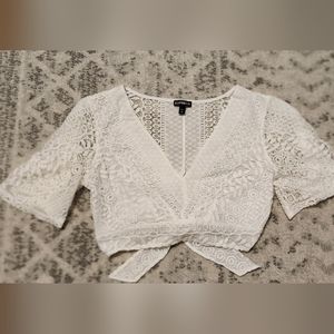 Express Lace White Crop Top